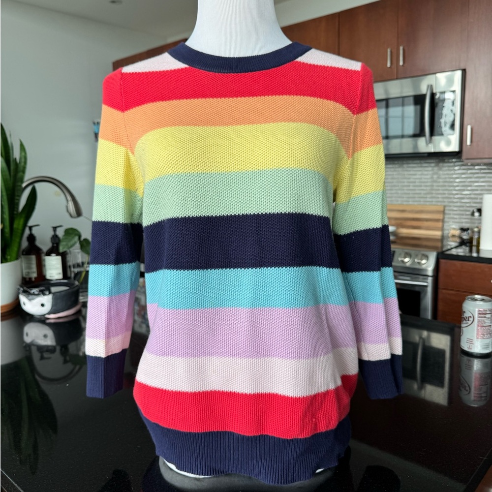 Halogen Multicolor Striped Crew Neck Sweater